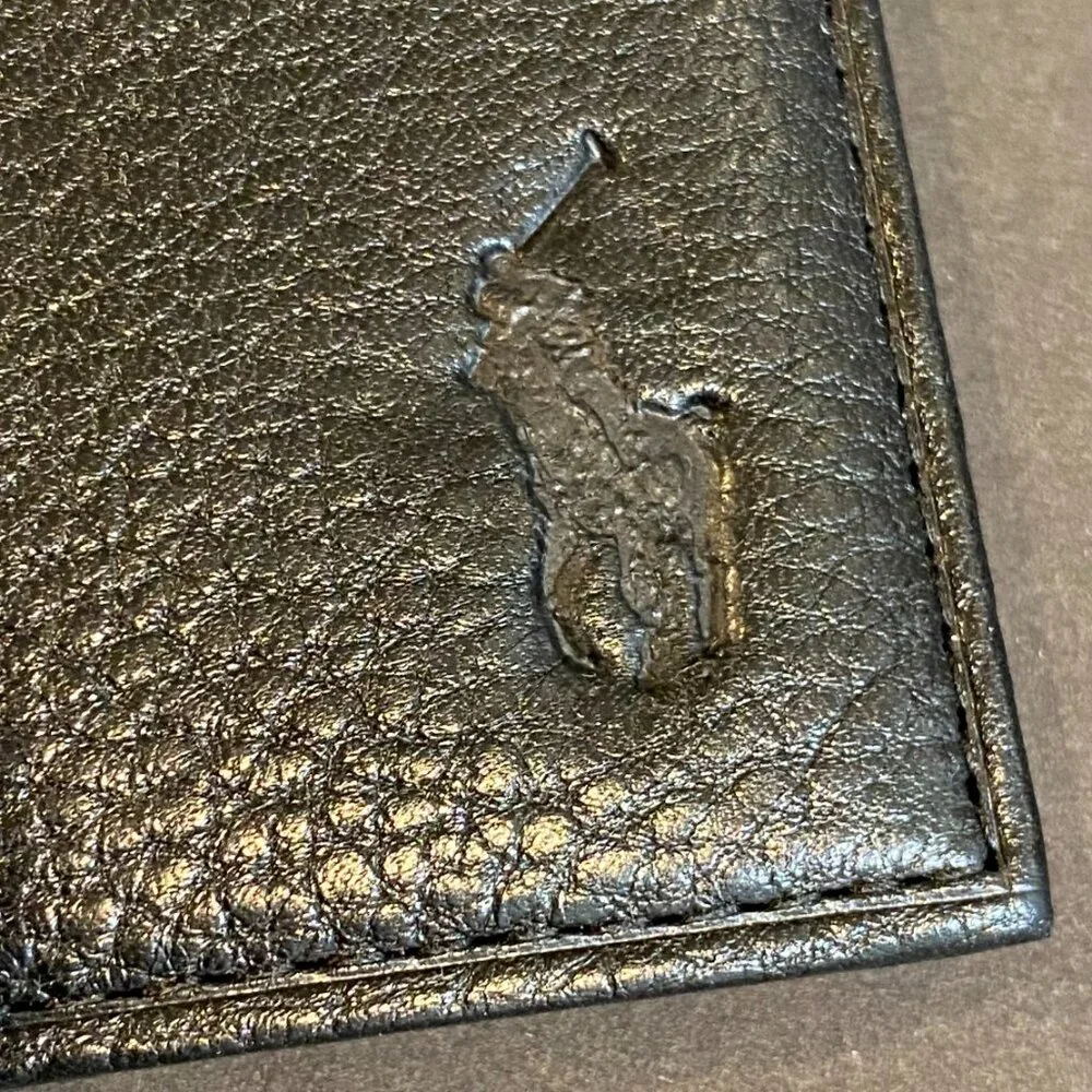 NWT Polo Ralph Lauren Men's Pebbled Leather Card Case Money Clip Gift Box Set